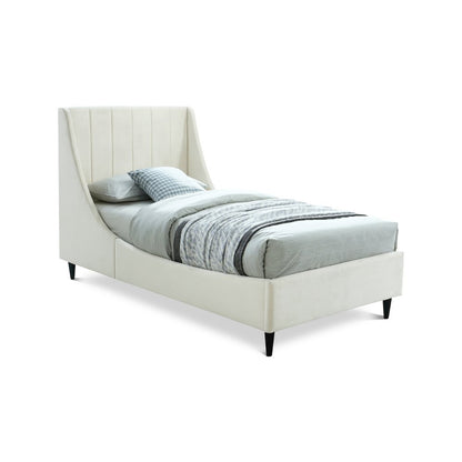 Eva Cream Velvet Twin Bed