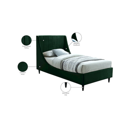 Eva Green Velvet Twin Bed