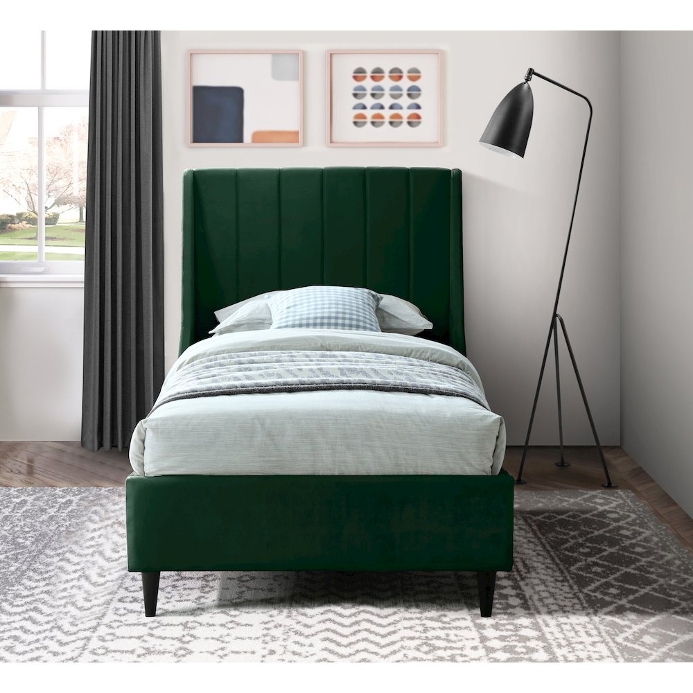 Eva Green Velvet Twin Bed