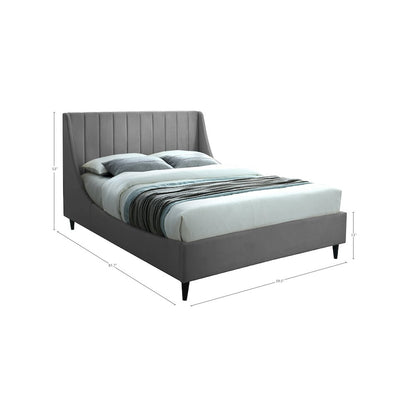 Eva Grey Velvet Full Bed