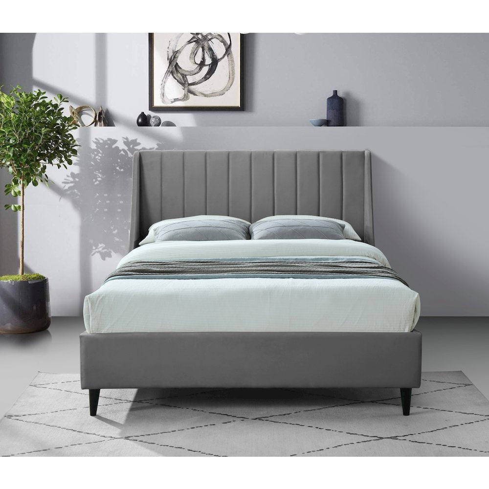 Eva Grey Velvet Full Bed