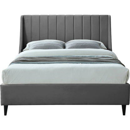Eva Grey Velvet Queen Bed