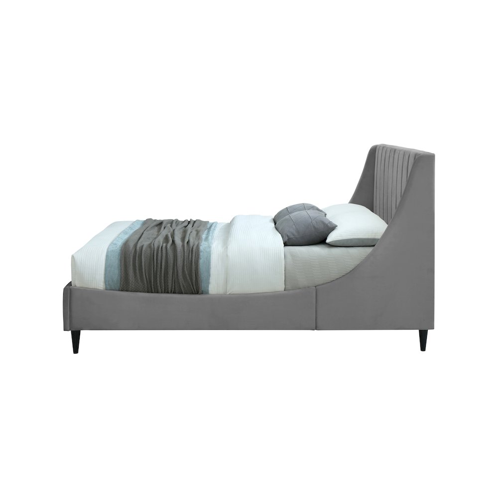 Eva Grey Velvet Queen Bed