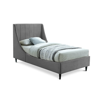Eva Grey Velvet Twin Bed