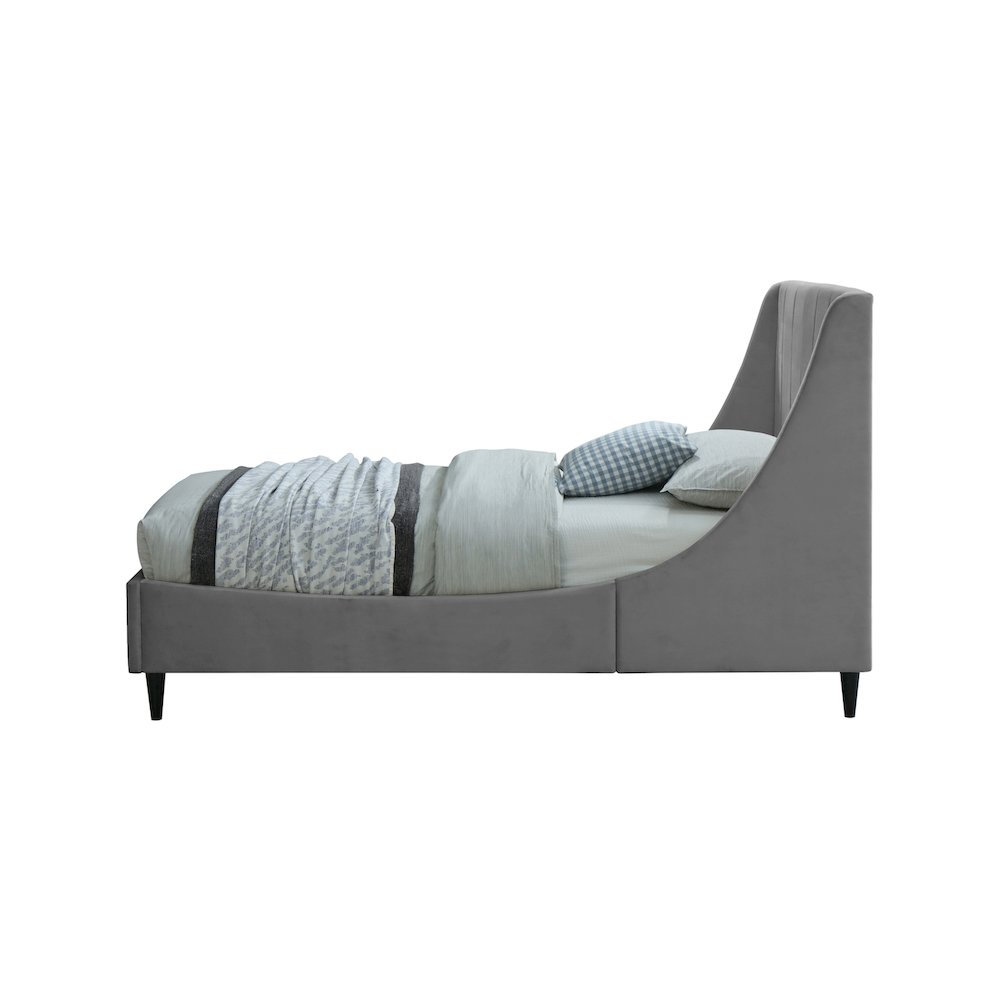 Eva Grey Velvet Twin Bed