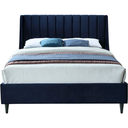 Eva Navy Velvet Queen Bed