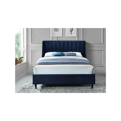 Eva Navy Velvet Queen Bed