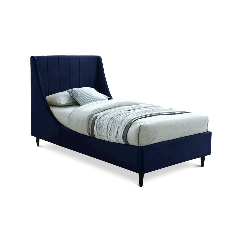 Eva Navy Velvet Twin Bed