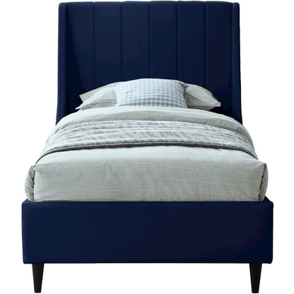 Eva Navy Velvet Twin Bed