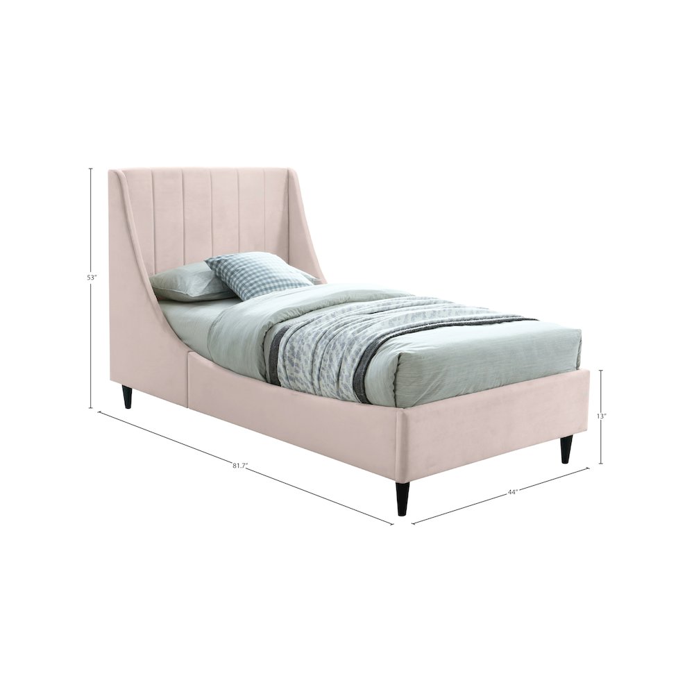 Eva Pink Velvet Twin Bed