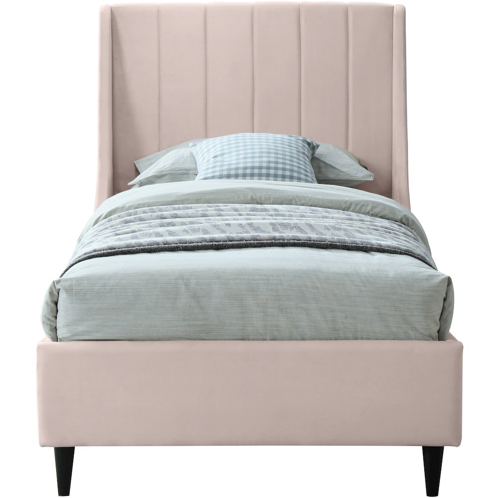 Eva Pink Velvet Twin Bed