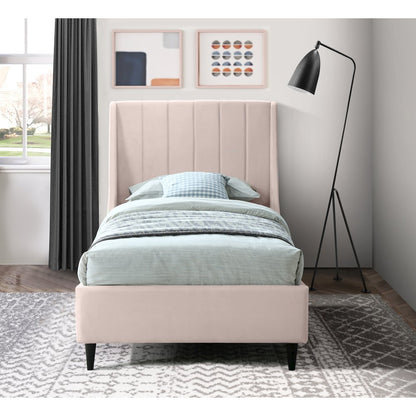 Eva Pink Velvet Twin Bed