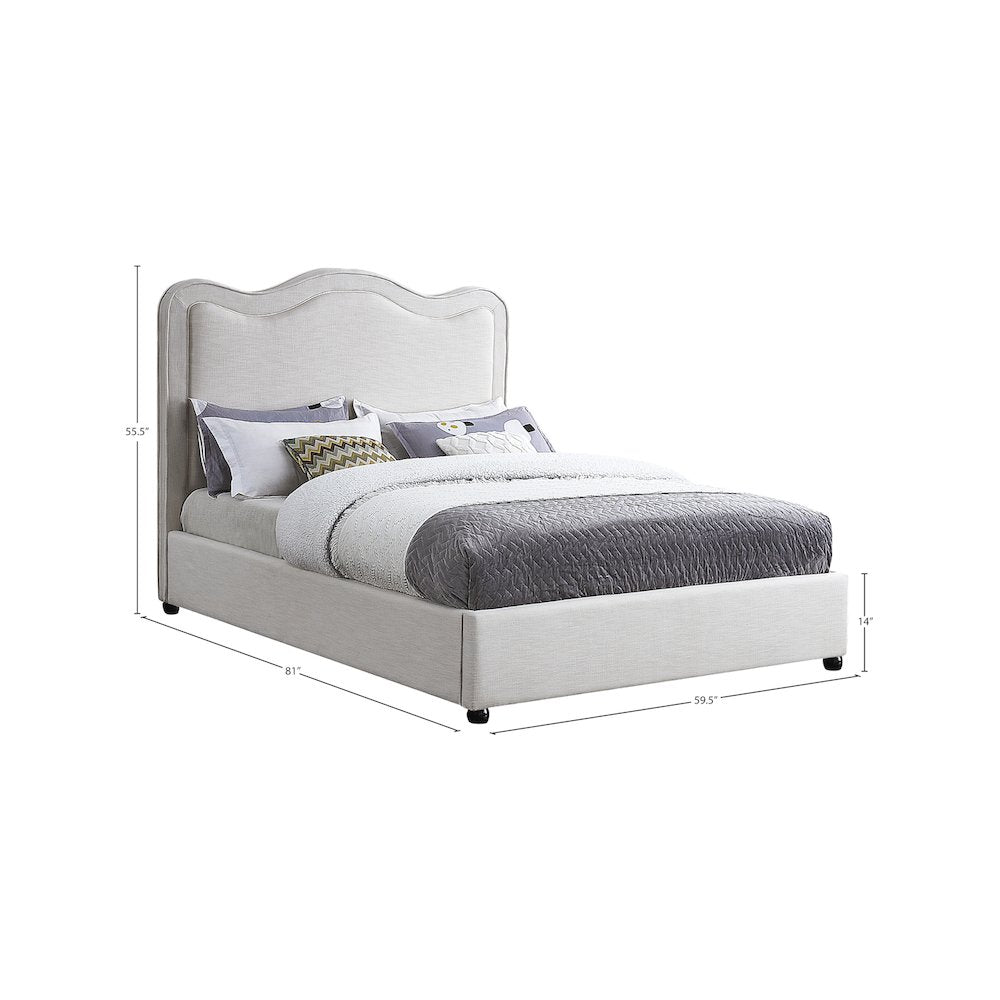 Felix Cream Linen Textured Fabric Full Bed