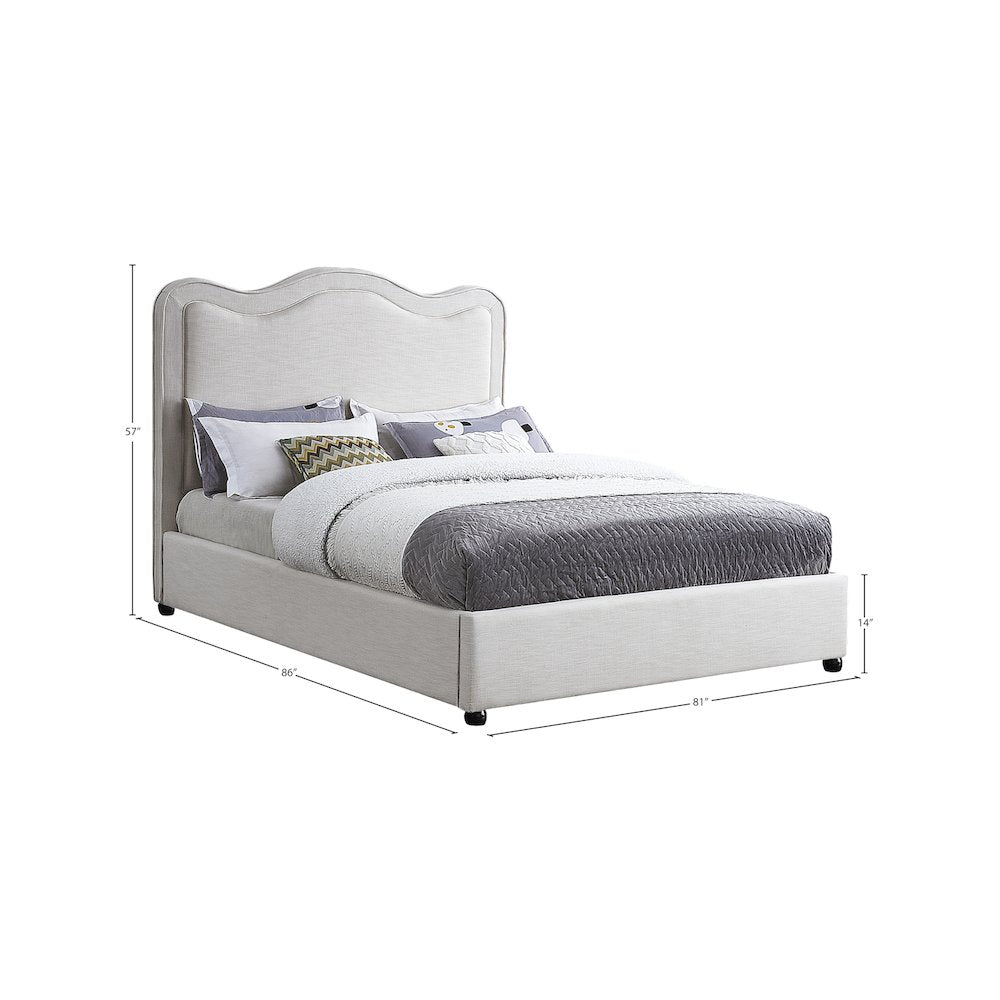 Felix Cream Linen Textured Fabric King Bed