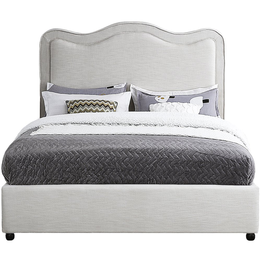 Felix Cream Linen Textured Fabric King Bed