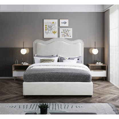 Felix Cream Linen Textured Fabric King Bed