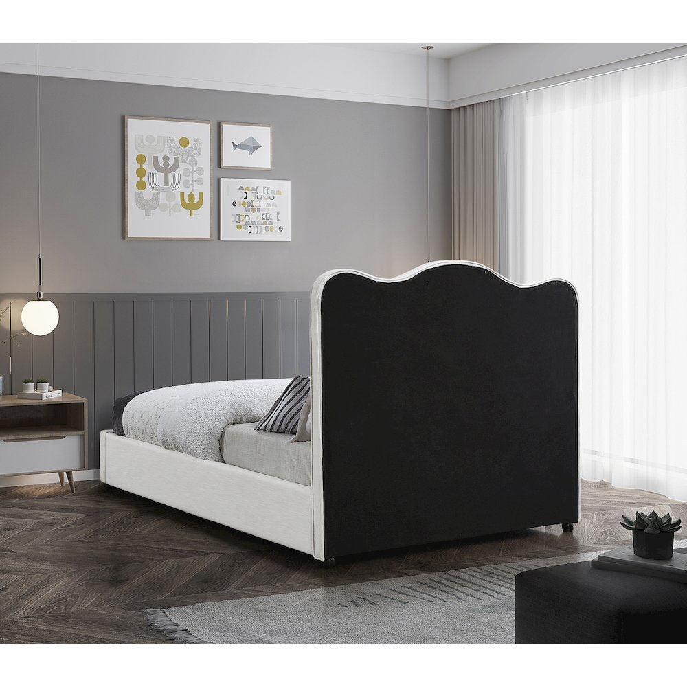 Felix Cream Linen Textured Fabric King Bed
