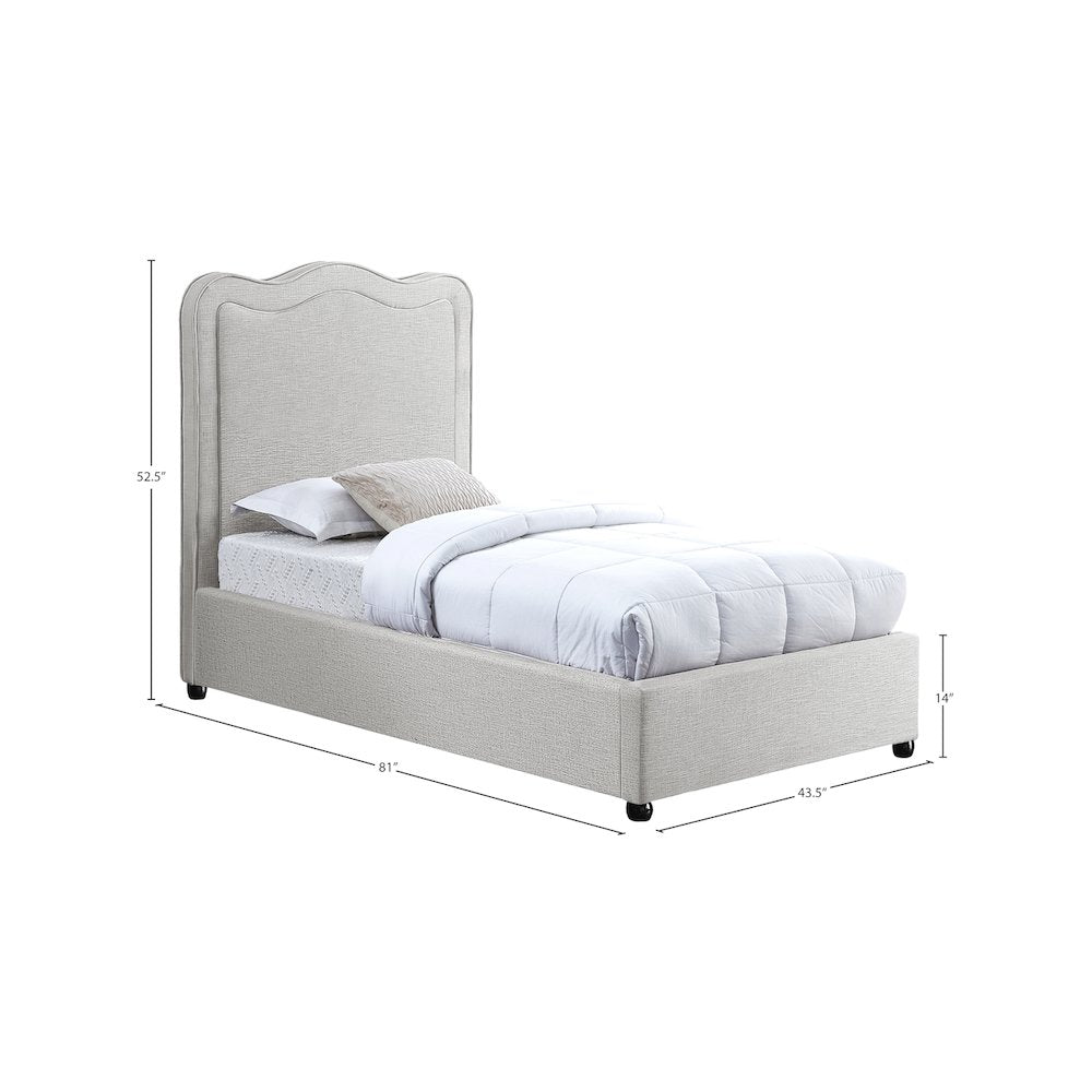 Felix Cream Linen Textured Fabric Twin Bed