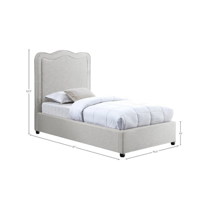 Felix Cream Linen Textured Fabric Twin Bed