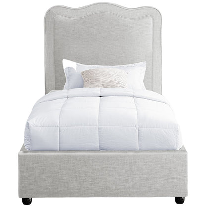 Felix Cream Linen Textured Fabric Twin Bed