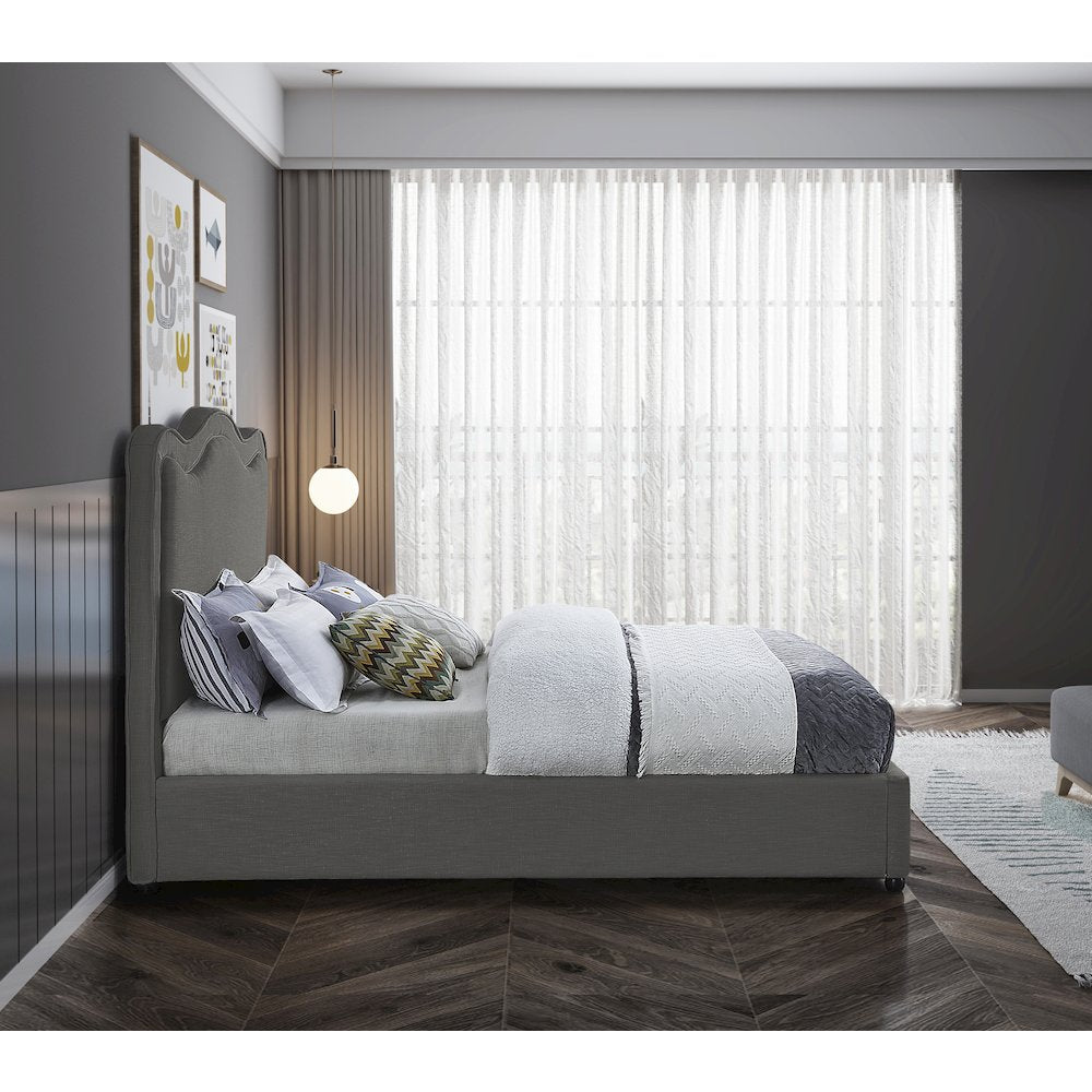 Felix Grey Linen Textured Fabric Full Bed