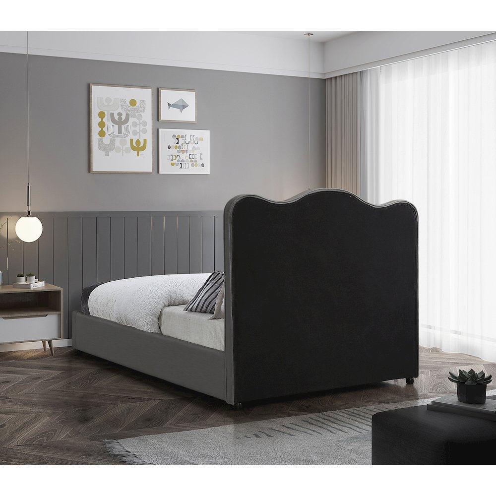 Felix Grey Linen Textured Fabric Full Bed