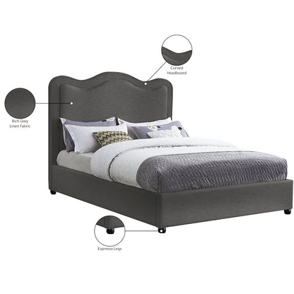 Felix Grey Linen Textured Fabric King Bed