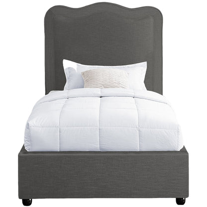 Felix Grey Linen Textured Fabric Twin Bed