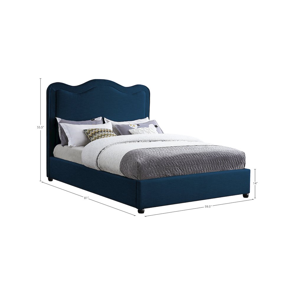 Felix Navy Linen Textured Fabric Full Bed