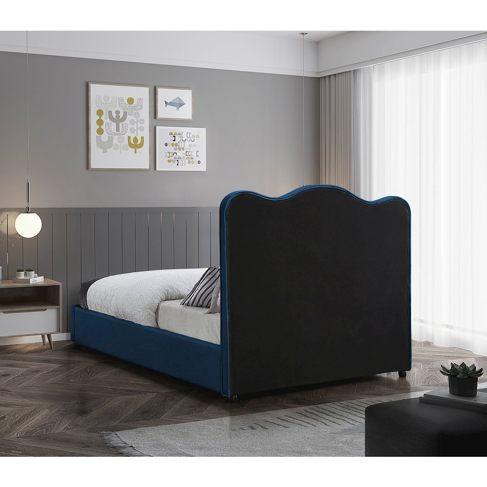 Felix Navy Linen Textured Fabric Full Bed