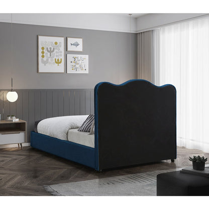 Felix Navy Linen Textured Fabric Full Bed