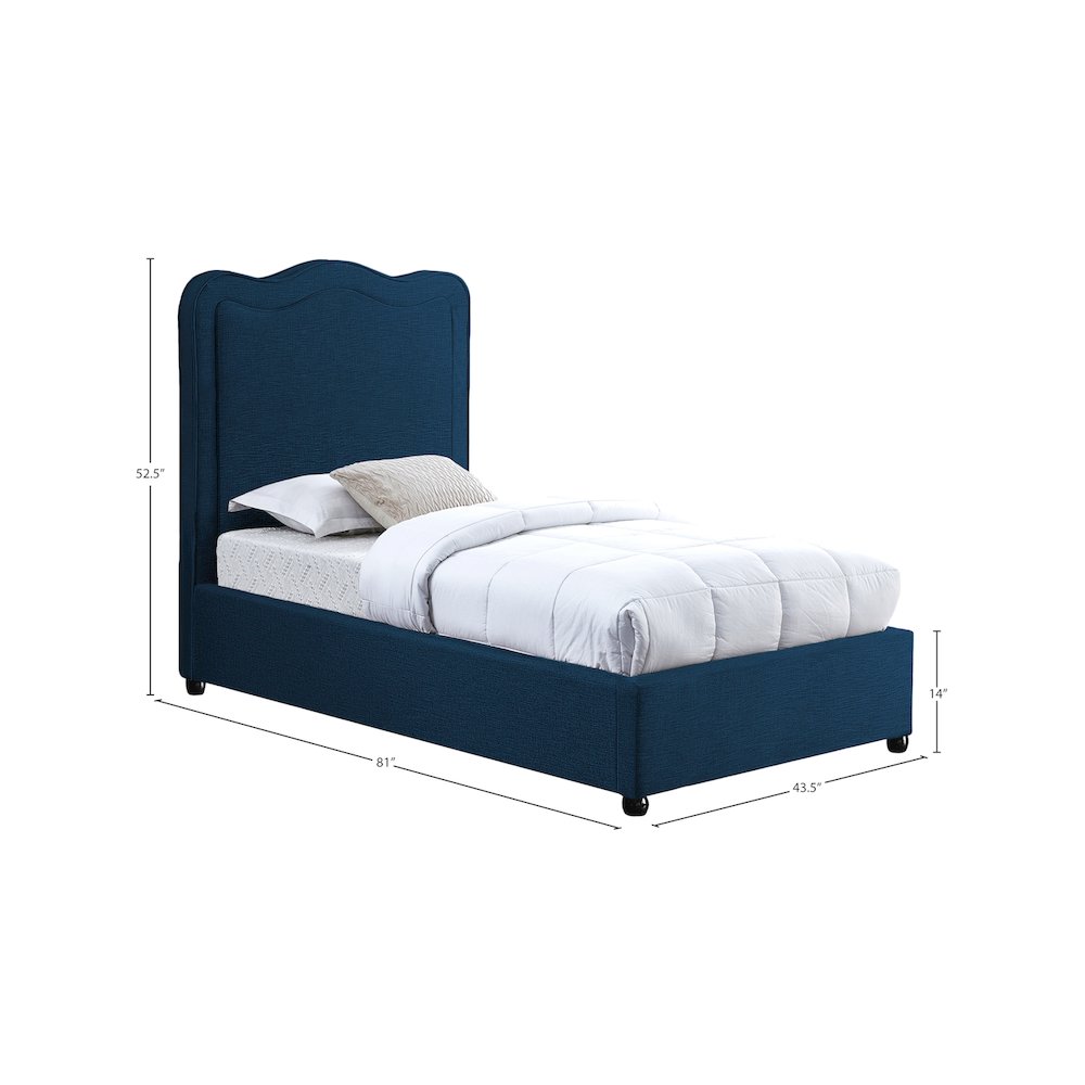 Felix Navy Linen Textured Fabric Twin Bed