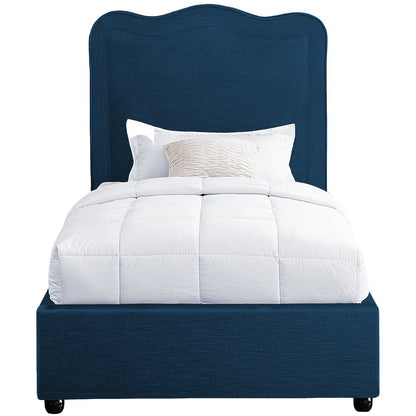 Felix Navy Linen Textured Fabric Twin Bed