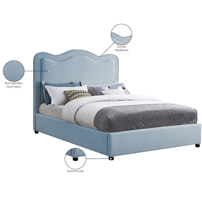 Felix Light Blue Linen Textured Fabric Full Bed