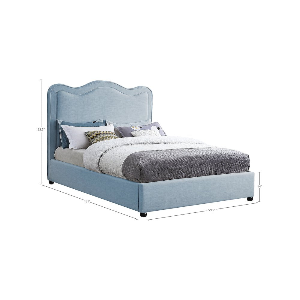 Felix Light Blue Linen Textured Fabric Full Bed