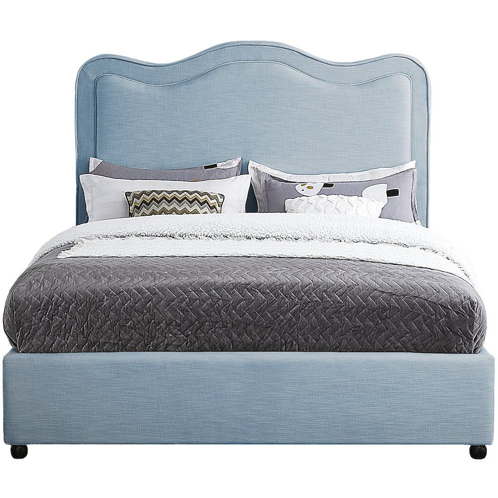 Felix Light Blue Linen Textured Fabric Full Bed