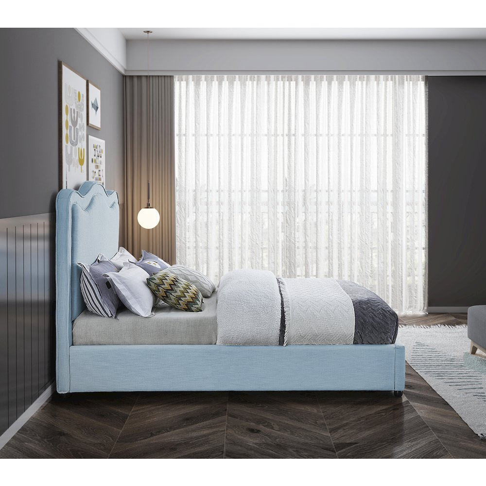 Felix Light Blue Linen Textured Fabric Full Bed