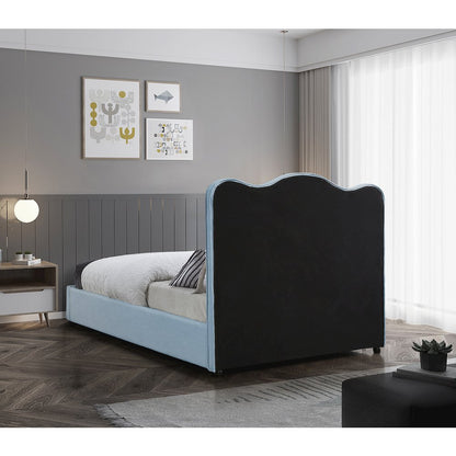 Felix Light Blue Linen Textured Fabric Full Bed