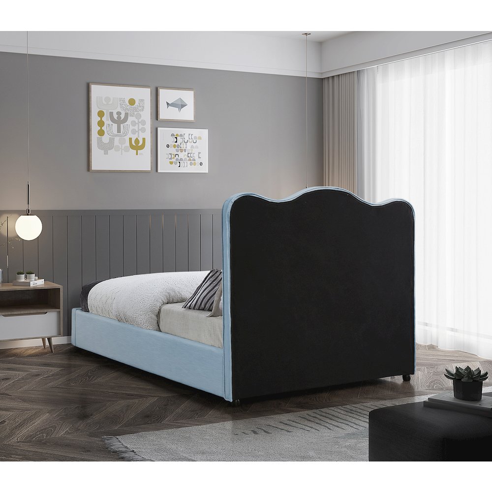 Felix Light Blue Linen Textured Fabric King Bed