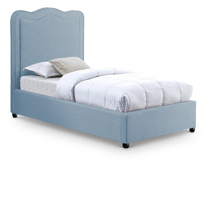 Felix Light Blue Linen Textured Fabric Twin Bed