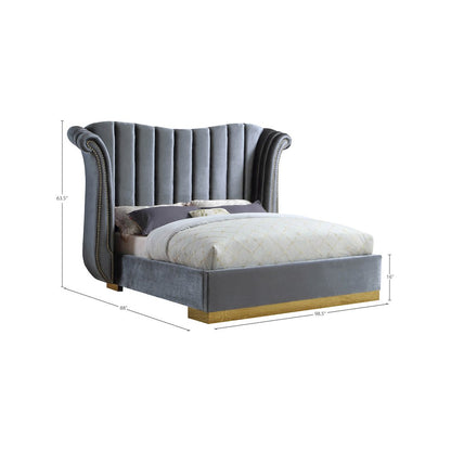 Flora Grey Velvet King Bed