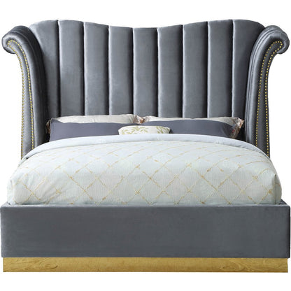 Flora Grey Velvet King Bed