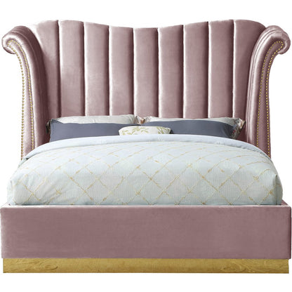 Flora Pink Velvet Queen Bed