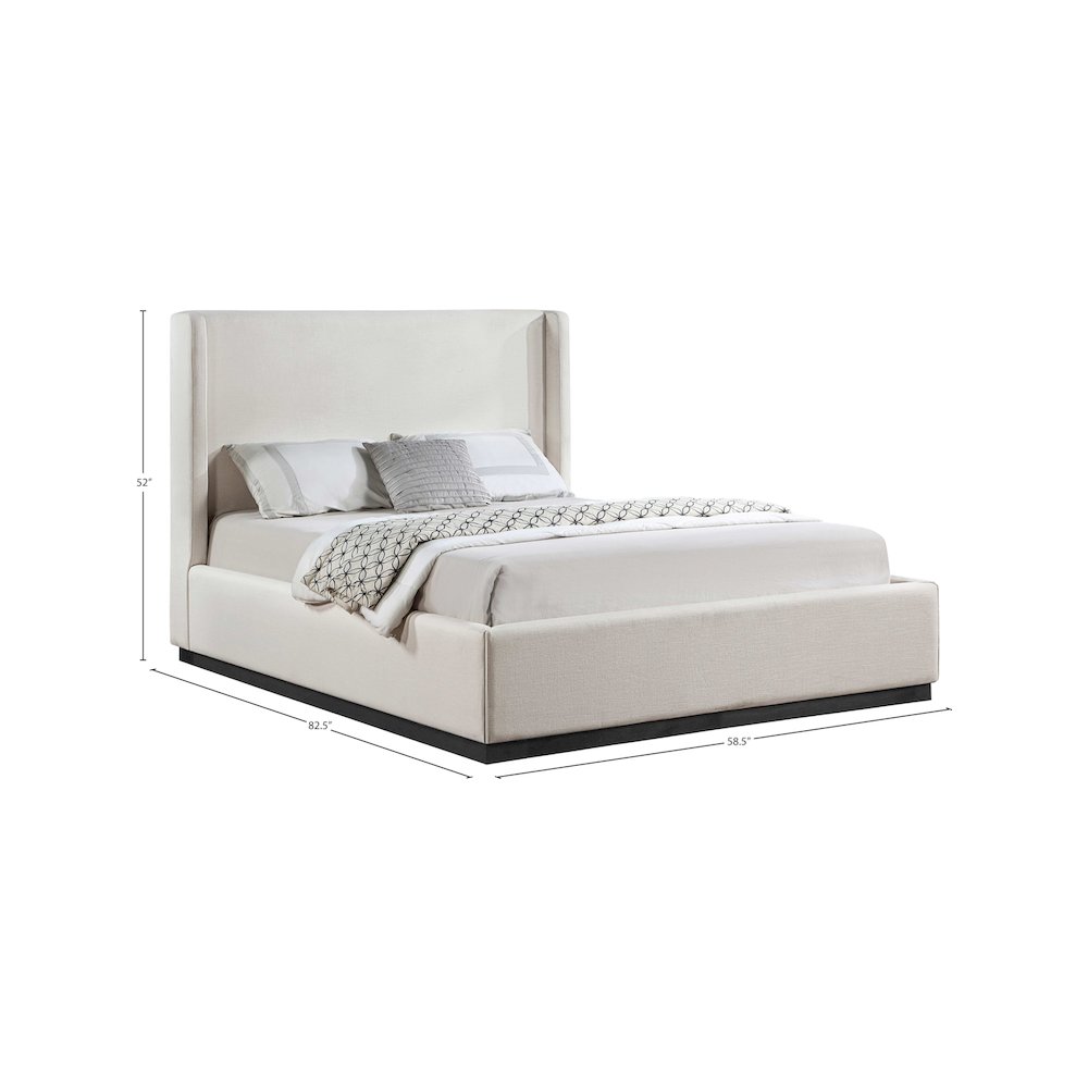 Flynn Beige Linen Textured Fabric Full Bed
