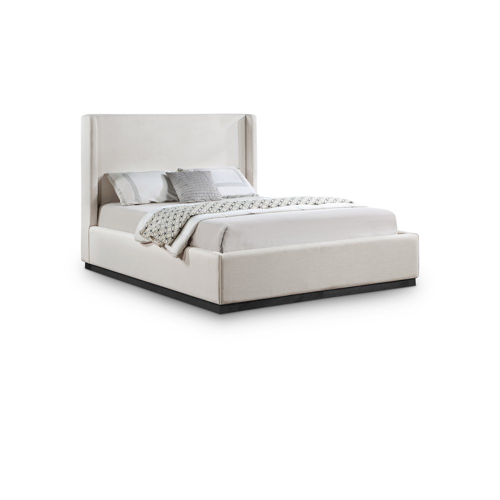Flynn Beige Linen Textured Fabric Full Bed