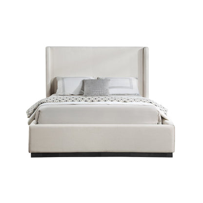 Flynn Beige Linen Textured Fabric Full Bed