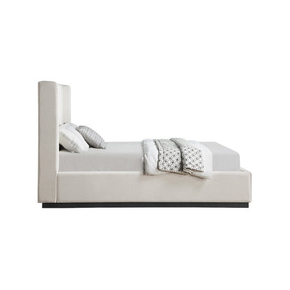 Flynn Beige Linen Textured Fabric Full Bed