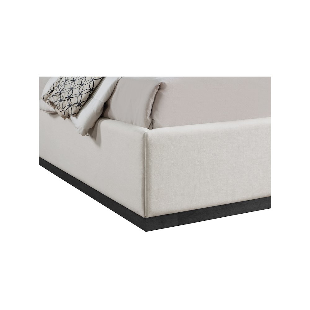 Flynn Beige Linen Textured Fabric Queen Bed