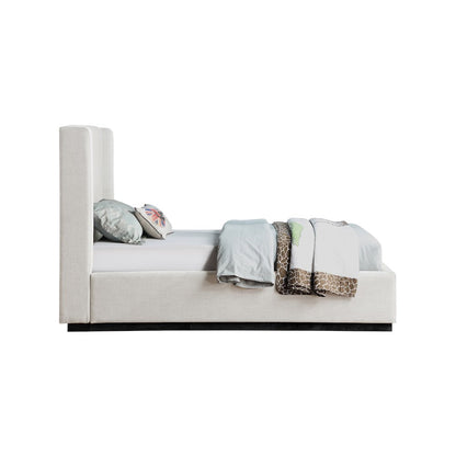 Flynn Beige Linen Textured Fabric Twin Bed