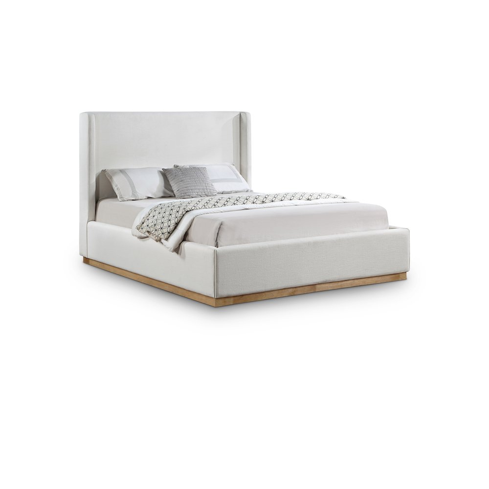 Flynn Cream Linen Textured Fabric King Bed